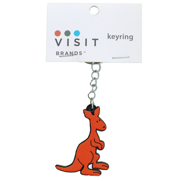 KEYRING WOODEN Kangaroo Red