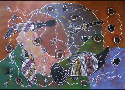 POSTCARD Animals of the Waterways Dreamtime Kullilla-Art