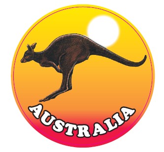 KEYRING WITH CREST AUSTRALIA KANGAROO SUNSET