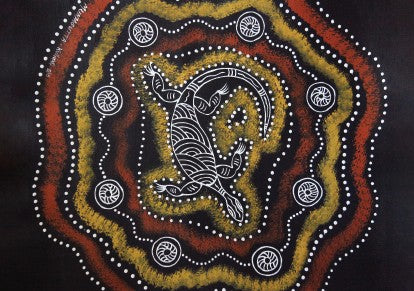 POSTCARD Black Canvas Lizard Dreamtime Kullilla-Art