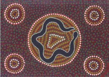 POSTCARD Black Snake Dreamtime Kullilla-Art