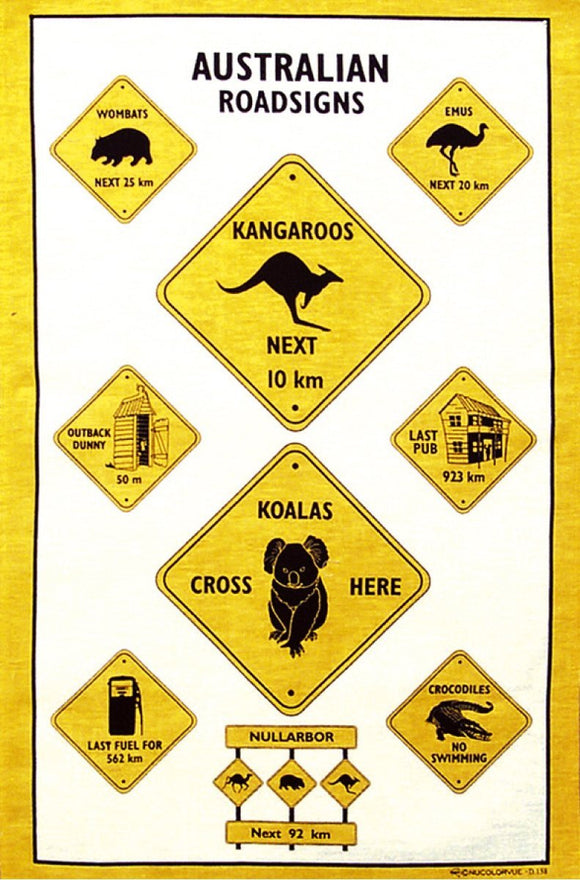 TEA TOWEL AUSTRALIAN ROAD SIGNS