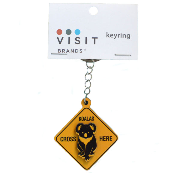 KEYRING WOODEN Road sign Koala