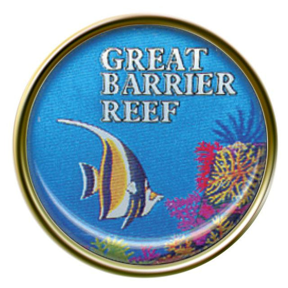 PIN 18MM GREAT BARRIER REEF FISH/CORAL
