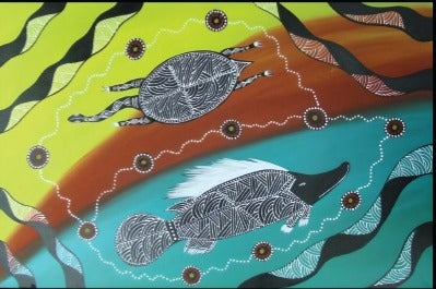 POSTCARD Turtle Fish Dreamtime Kullilla-Art