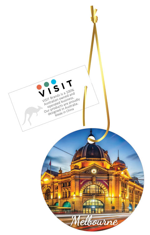 Ceramic Hanging Ornament Flinders Station at Night