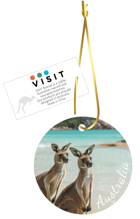 Ceramic Hanging Ornament 2 Kangaroos on Beach
