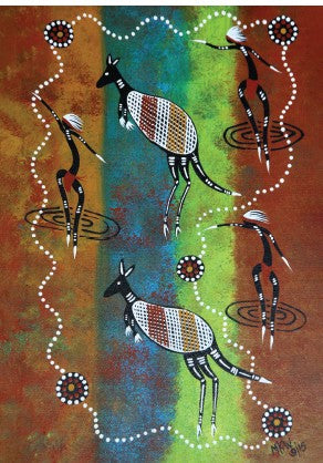 POSTCARD Kangaroos on Country Dreamtime Kullilla-Art