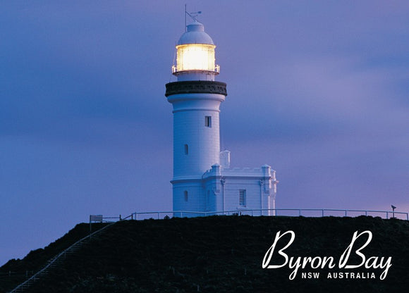 POSTCARD Byron Bay Lighthouse at night