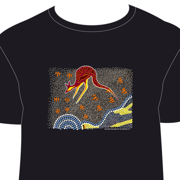 ADULTS T-SHIRT X SM COASTAL KOORIS BLACK BY RONNIE POTTER, TOBWABBA