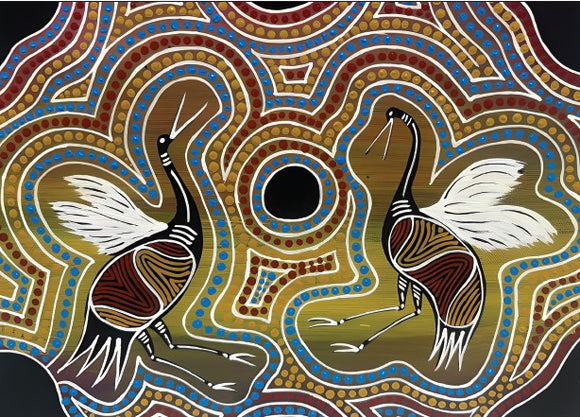 POSTCARD 2 Brolgas Dancing Dreamtime Kullilla-Art
