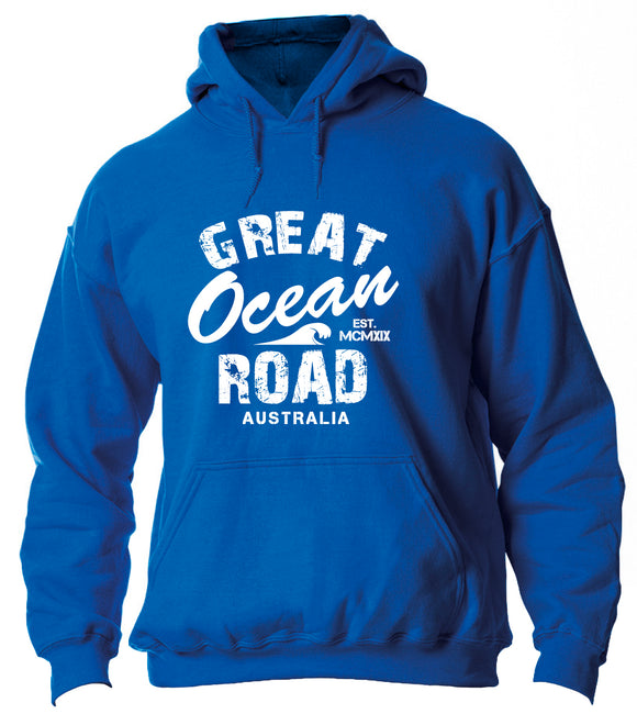 ADULT HOODIE SIZE XL GREAT OCEAN ROAD MCMXX11 ROYAL BLUE