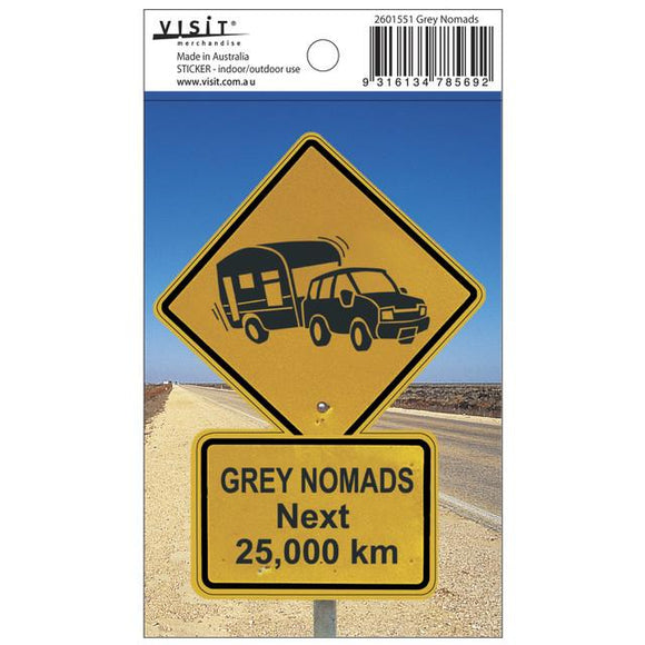 STICKER digital GREY NOMADS road sign (145x80)