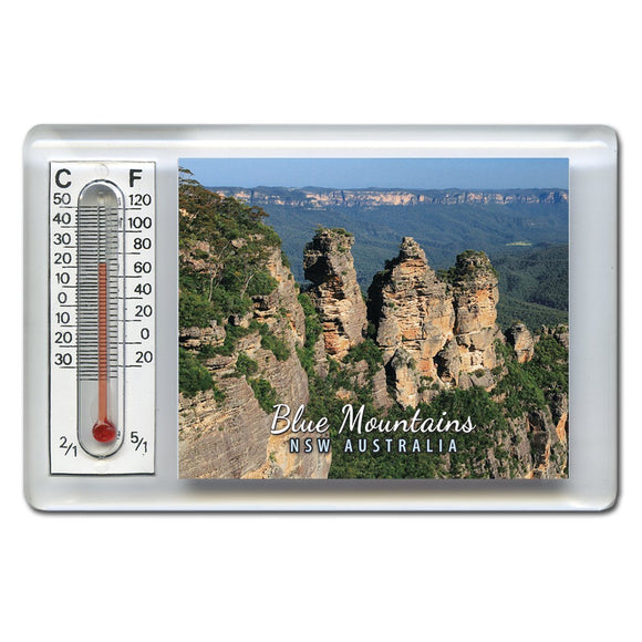 THERMOMETER MAGNET BLUE MTS 3 sisters