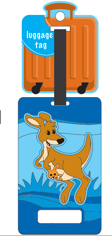 LUGGAGE TAG SOFT PVC KANGAROO BLUE PORT CAMPBELL GREAT OCEAN ROAD