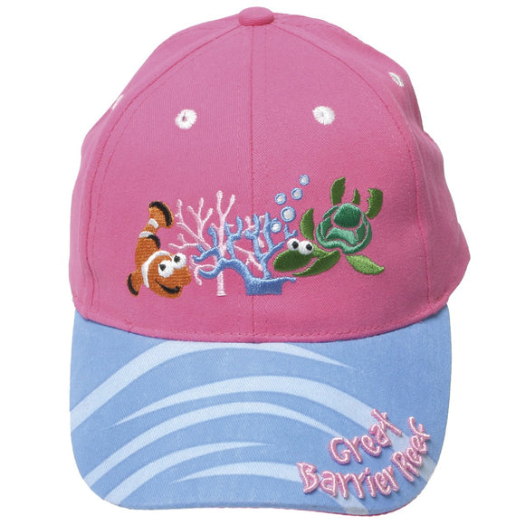 CAP KIDS COT TWILL GREAT BARRIER REEF TURTLE AND CLOWN FISH PINK