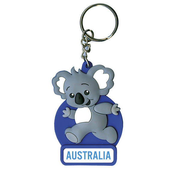 KEYRING SOFT PVC 3D KOALA BLUE AUSTRALIA