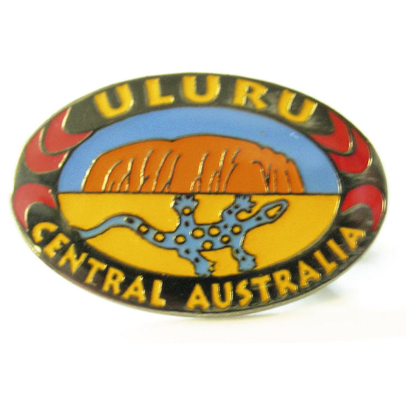 PIN CLUTCH ULURU CENTRAL AUSTRALIA LIZARD BLACK BASE METAL
