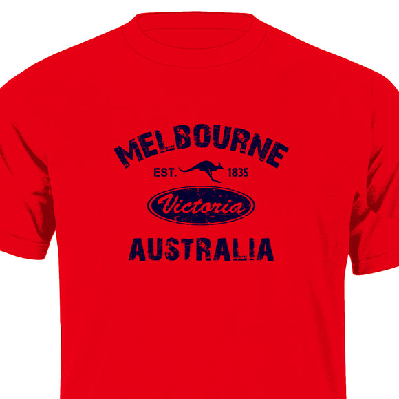 ADULT T/S MELB 1835 & ROO RED 2XL