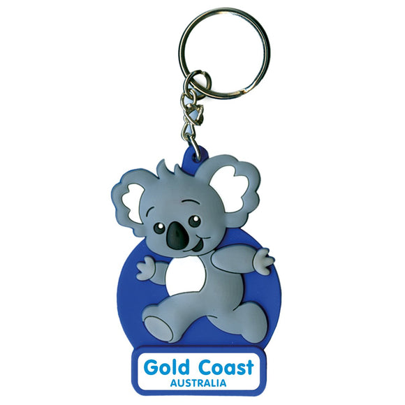 KEYRING SOFT PVC 3D KOALA BLUE GOLD COAST